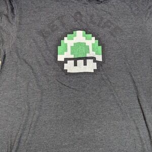 Men Large Super Mario Bros grey t-shirt Get a life pixelated  green mushroom
